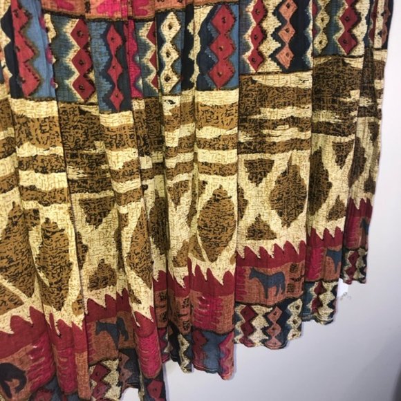 Vintage Just Class Maxi Skirt S Multicoloured Drawstring Waist Accordion Pleat - Picture 7 of 8